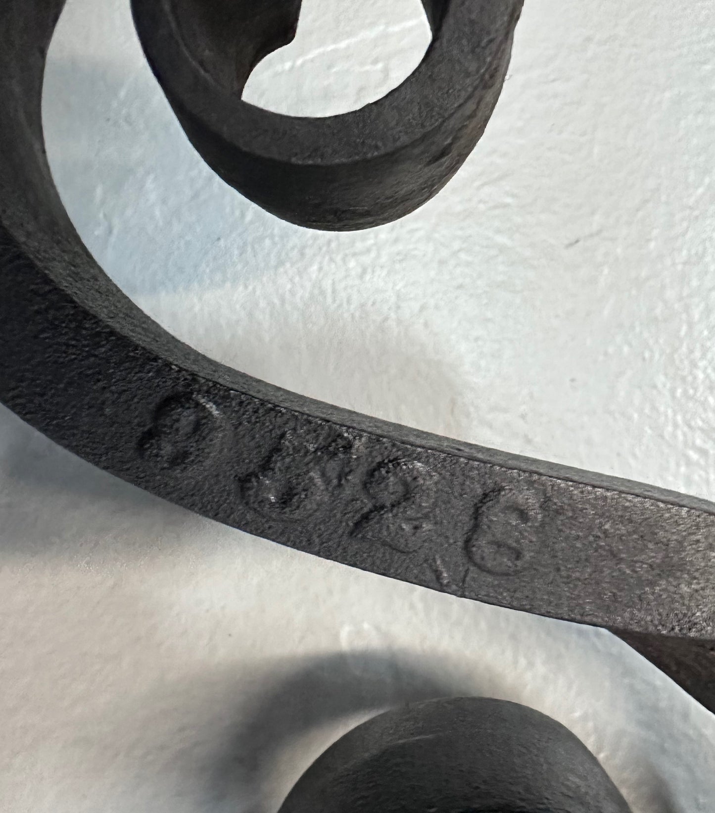 SOLD – Bradley & Hubbard Andirons Cast Iron Cannonball Tops Over Corkscrew Columns