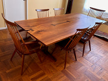 Load image into Gallery viewer, George Nakashima 8' Dining Table in Bookmatched Walnut with 5 Rosewood Butterfly