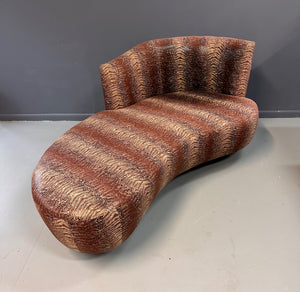 Curvaceous Chaise/ Sofa in the Style of Weiman in a Faux Snakeskin Mid Century
