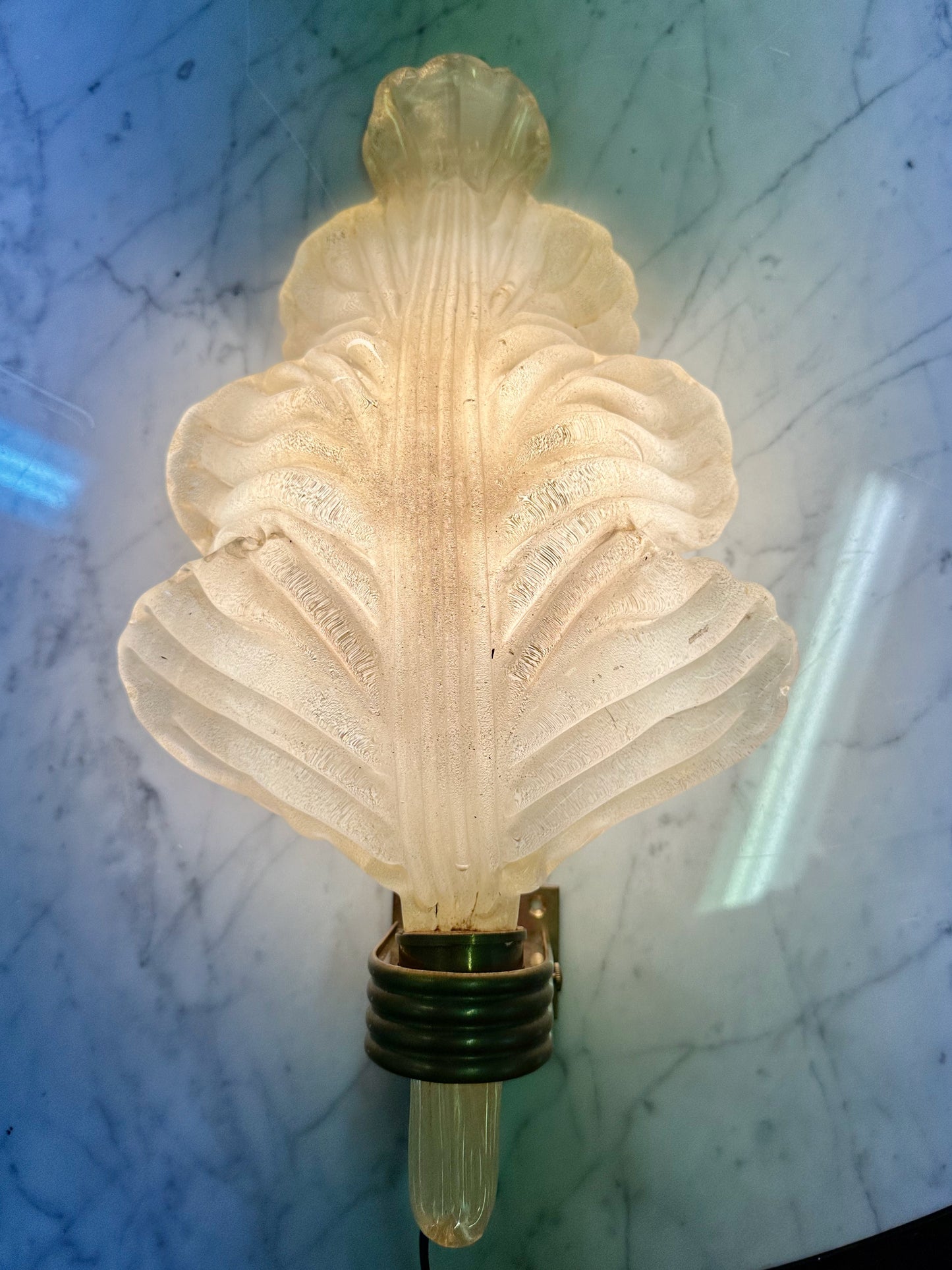 Ercole Barovier Glass Leaf Sconce Barovier and Tosa Murano Sconce Mid Century