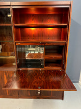 Load image into Gallery viewer, 1970s Planum Rosewood and Mahogany Lighted Wall Unit with Desk Mid Century
