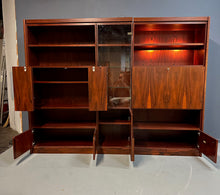 Load image into Gallery viewer, 1970s Planum Rosewood and Mahogany Lighted Wall Unit with Desk Mid Century