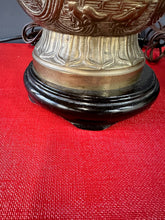 Load image into Gallery viewer, Pepe Mendoza Style Chinoise Bronze Table Lamps with Night Lite- a Pair