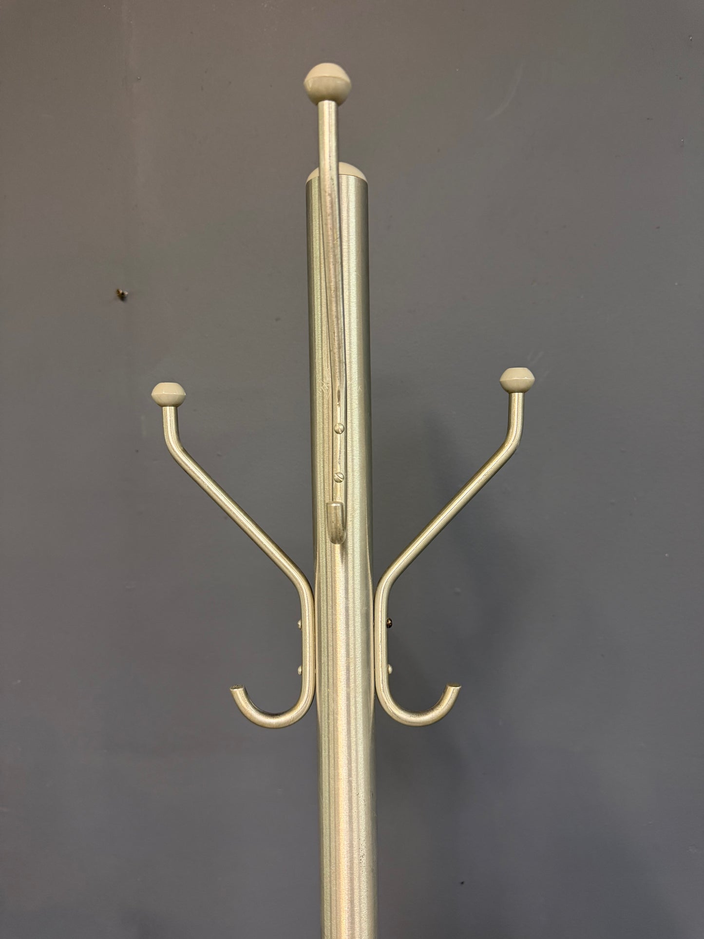 Mid-Century Modern Aluminum Coat Rack – Branch-Form Hall Tree w/ Ball Finials