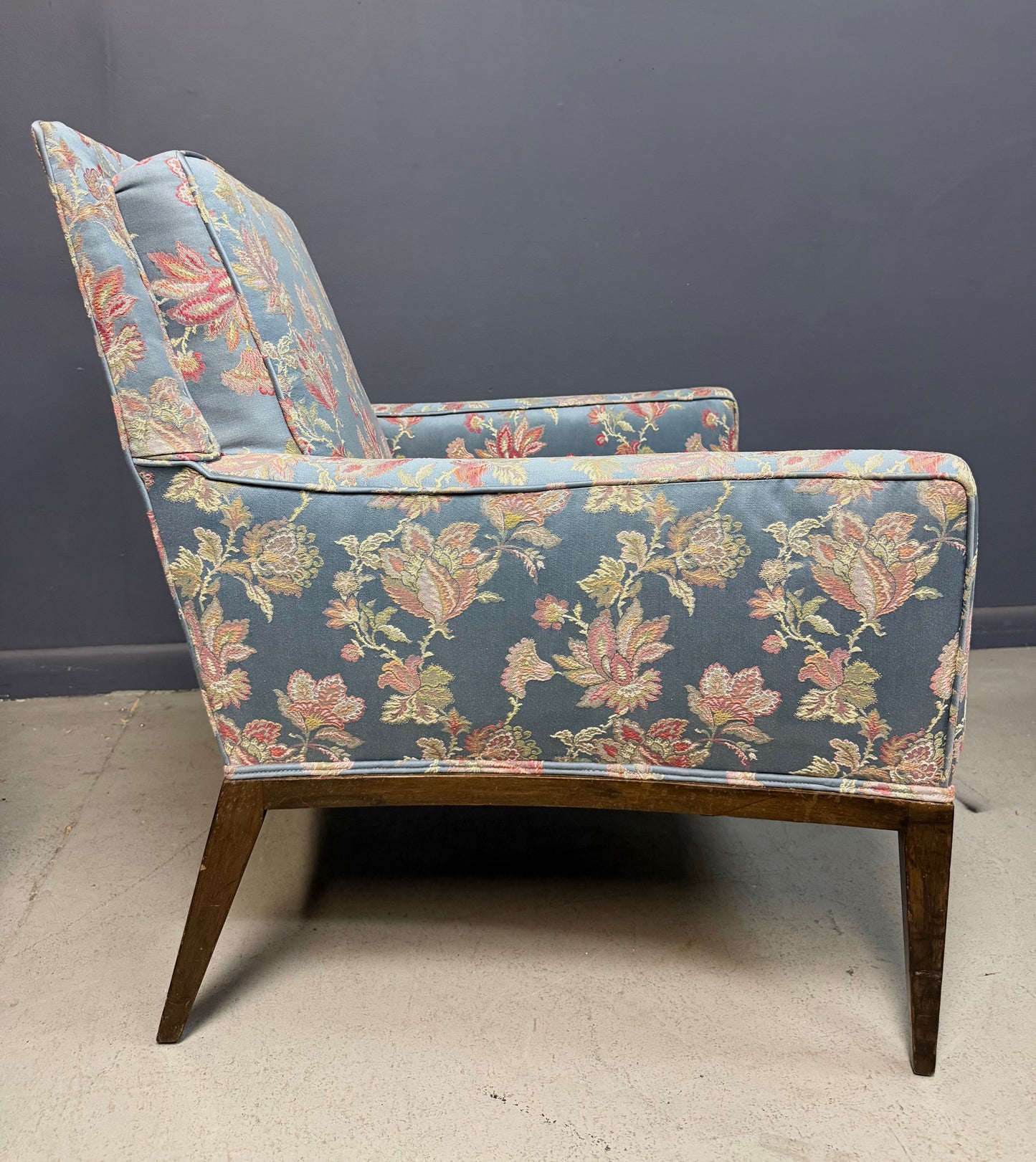 Pair of Walnut Framed Lounge Chairs by Harvey Probber Mid Century