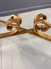 Load image into Gallery viewer, 1970s Gilt Iron Scroll Hollywood Regency Cocktail Table with Curvaceous Legs