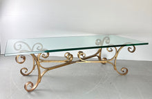 Load image into Gallery viewer, 1970s Gilt Iron Scroll Hollywood Regency Cocktail Table with Curvaceous Legs