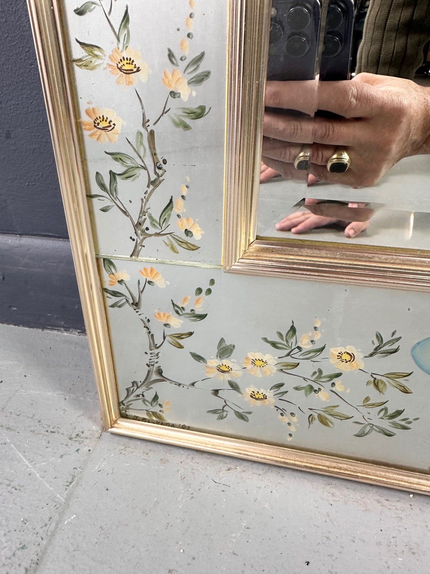 SOLD – LaBarge Silver Leaf Eglomise Mirror Mid Century 1982