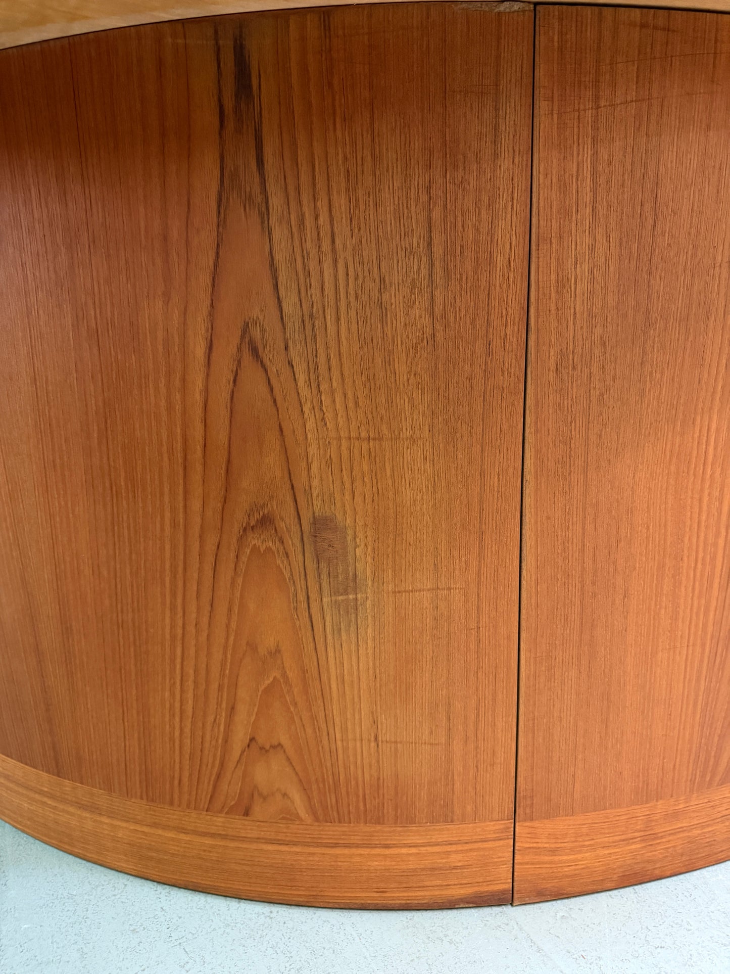 Dyrlund Danish Teak Executive Desk with Rounded Drum Pedestal Base, c. 1970s