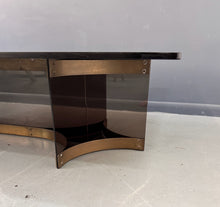 Load image into Gallery viewer, Alessandro Albrizzzi Smoked Glass and Patinated Brass with Lucite Coffee Table