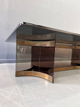 Load image into Gallery viewer, Alessandro Albrizzzi Smoked Glass and Patinated Brass with Lucite Coffee Table