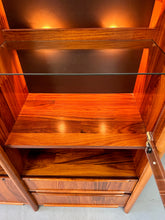 Load image into Gallery viewer, 1980s Three Piece Lighted Rosewood Veneer Wall Unit the Style of Jorge Zalszupin