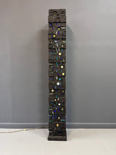 Load image into Gallery viewer, Louise Nevelson Inspired Lighted Sculptural Floor Lamp with Glass Inserts