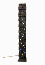 Load image into Gallery viewer, Louise Nevelson Inspired Lighted Sculptural Floor Lamp with Glass Inserts