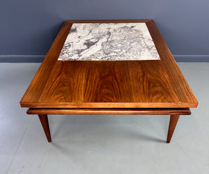 John Widdicomb Marble and Walnut Coffee Table Robsjohn Gibbings Style