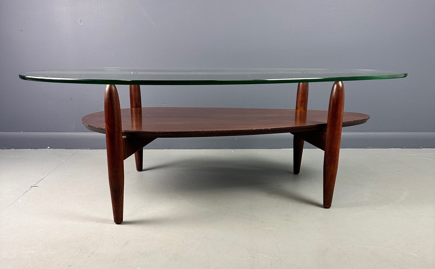 SOLD – Sculptural Mid Century Teardrop Coffee Table in Walnut by Adrian Pearsall
