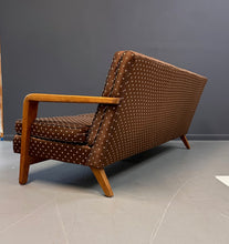Load image into Gallery viewer, 1960s American Studio/Craft Oak Sofa with Thistle Carving Mid Century