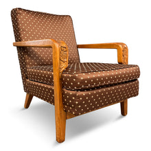 Load image into Gallery viewer, American Studio/Craft Oak Lounge Chair with Thistle Carving Mid Century