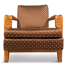 Load image into Gallery viewer, American Studio/Craft Oak Lounge Chair with Thistle Carving Mid Century