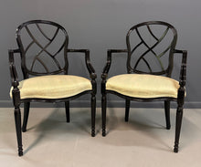 Load image into Gallery viewer, 1980s Pair of Century Furniture Chinoiserie Black Lacquer Armchairs