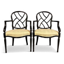 Load image into Gallery viewer, 1980s Pair of Century Furniture Chinoiserie Black Lacquer Armchairs