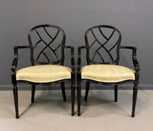 Load image into Gallery viewer, 1980s Pair of Century Furniture Chinoiserie Black Lacquer Armchairs