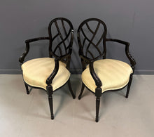 Load image into Gallery viewer, 1980s Pair of Century Furniture Chinoiserie Black Lacquer Armchairs