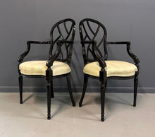 Load image into Gallery viewer, 1980s Pair of Century Furniture Chinoiserie Black Lacquer Armchairs