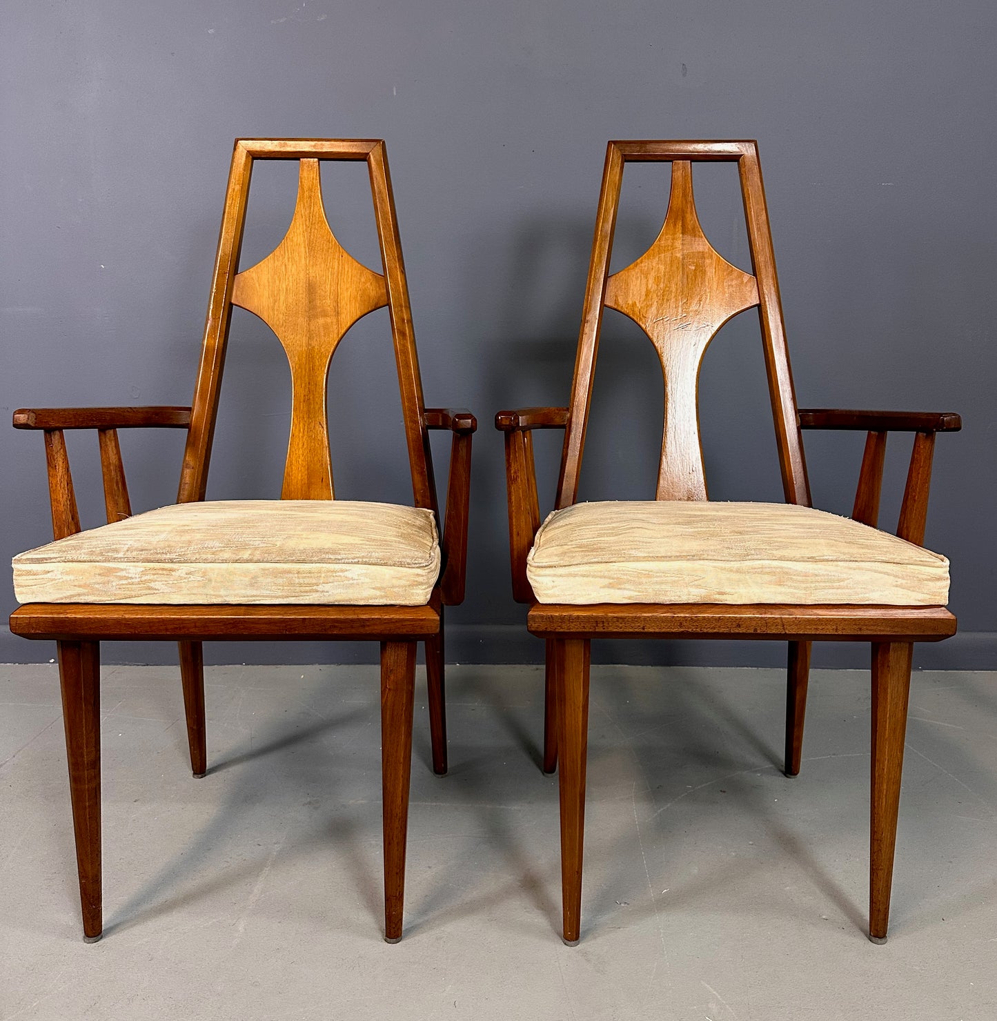 SOLD – 1960s Set of 6 Edmond J. Spence Walnut Dining Chairs Swedish Modern