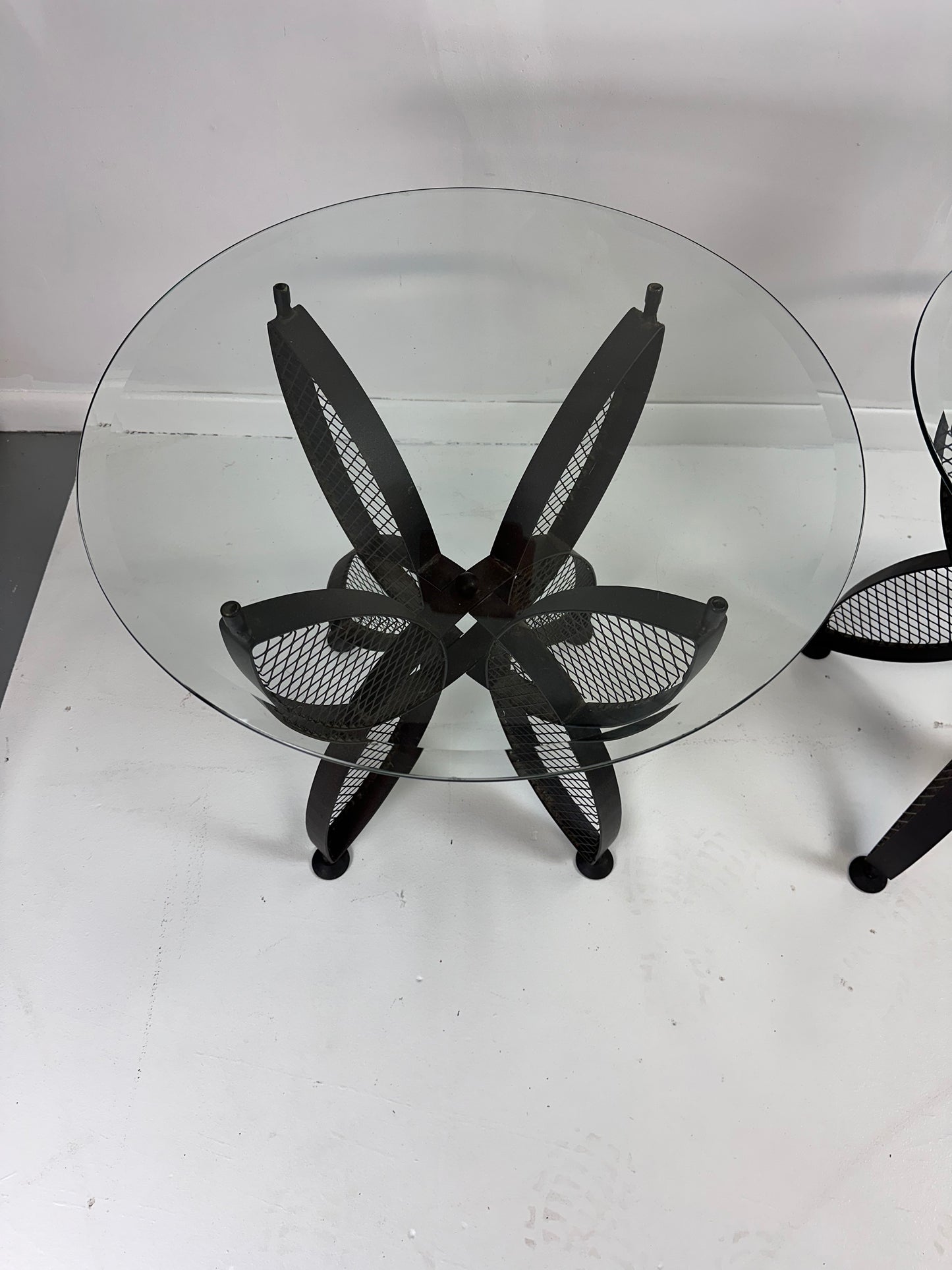 SOLD – Pair of John Salterini Iron Butterfly Side Tables Mid Century