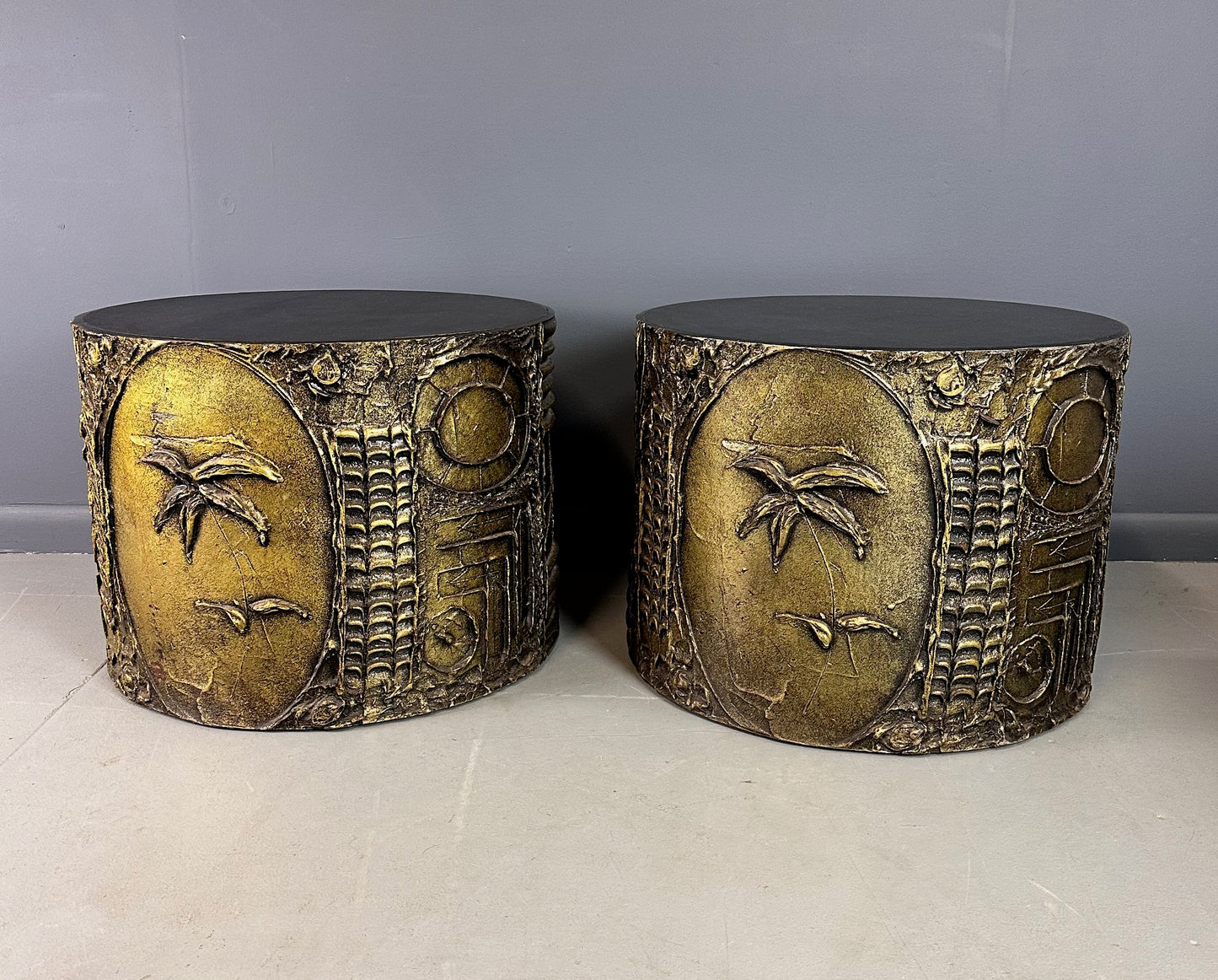 SOLD – 1970s Pair of Adrian Pearsall Brutalist Style Round Side Tables