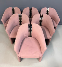 Load image into Gallery viewer, Set of Six Post Modern Barrel Back Armchairs with Brass after Pierre Cardin by Carsons