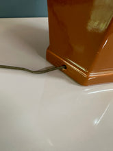 Load image into Gallery viewer, 1970s Burnt Umbar Geometric Ceramic Table Lamps Mid Century