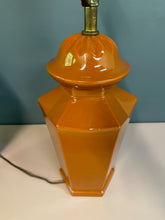 Load image into Gallery viewer, 1970s Burnt Umbar Geometric Ceramic Table Lamps Mid Century