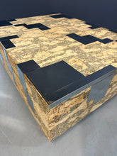 Load image into Gallery viewer, 1970s Paul Evans Style Cork and Stainless Steel Coffee Table on Plinth Base