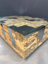 Load image into Gallery viewer, 1970s Paul Evans Style Cork and Stainless Steel Coffee Table on Plinth Base