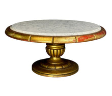 Load image into Gallery viewer, Hollywood Regency Round Cocktail Table in Gold & Marble in Style of James Mont