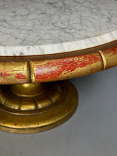 Load image into Gallery viewer, Hollywood Regency Round Cocktail Table in Gold & Marble in Style of James Mont