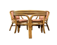 Load image into Gallery viewer, 1980s Pencil Reed and Leather Table And Four Chairs by Henry Link