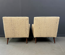 Load image into Gallery viewer, Pair of Early Milo Baughman Style Mid Century Armchairs with Walnut Legs