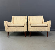 Load image into Gallery viewer, Pair of Early Milo Baughman Style Mid Century Armchairs with Walnut Legs