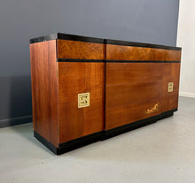 Load image into Gallery viewer, 1940s Art Deco Vanleigh Walnut Server with Inlaid Flowers and Burl Accents