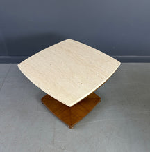 Load image into Gallery viewer, Mid Century Drexel Travertine and Walnut Side Tables
