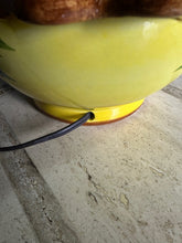 Load image into Gallery viewer, Cantagalli Renaissance Revival Majolica Table Lamp – Hand-Painted Yellow Ceramic Base with Vibrant Floral Design