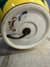 Load image into Gallery viewer, Cantagalli Renaissance Revival Majolica Table Lamp – Hand-Painted Yellow Ceramic Base with Vibrant Floral Design