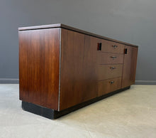 Load image into Gallery viewer, Mid Century Modern Founders Rosewood Credenza with Storage Drawers and Shelves – Vintage Sideboard for Office or Living Room