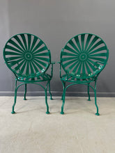 Load image into Gallery viewer, Set of Six 1940s Iron & Steel Garden Patio Bistro Cafe Chairs by Francois Carré