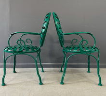 Load image into Gallery viewer, Set of Six 1940s Iron & Steel Garden Patio Bistro Cafe Chairs by Francois Carré