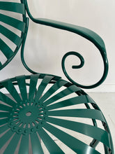Load image into Gallery viewer, Set of Six 1940s Iron & Steel Garden Patio Bistro Cafe Chairs by Francois Carré