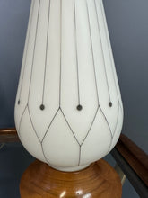 Load image into Gallery viewer, Mid-Century Danish Modern Glass & Walnut Table Lamps with a Geometric Design - Set of 2